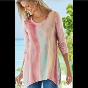 Soft Surroundings EUC Bermuda Bay Sorbet Color Tunic Petite Small Casual Beach